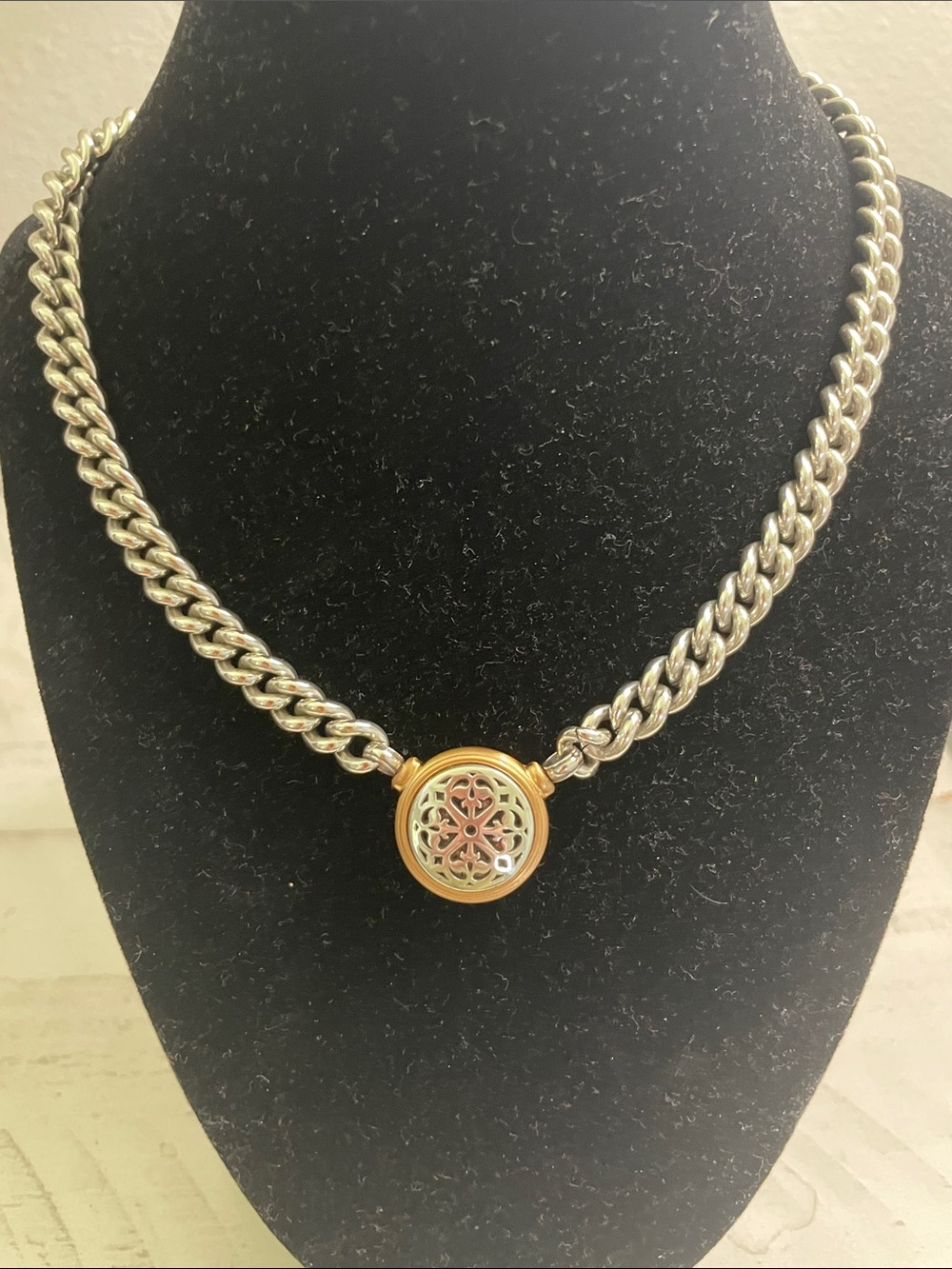 Brighton Ferrara Two-Tone Medallion Chain Necklace - Gold & Silver